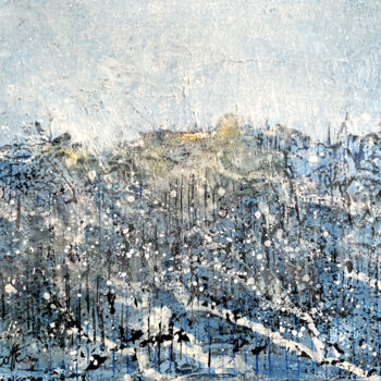 Painting titled "Paysage bleu" by Gilles Hancotte, Original Artwork, Acrylic
