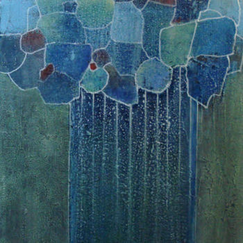 Картина под названием "bouquet-bleu-2.jpg" - Gilles Hancotte, Подлинное произведение искусства, Акрил
