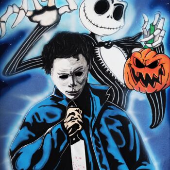 Картина под названием "Halloween spirit" - Handfabdream, Подлинное произведение искусства, Акрил Установлен на Деревянная па…