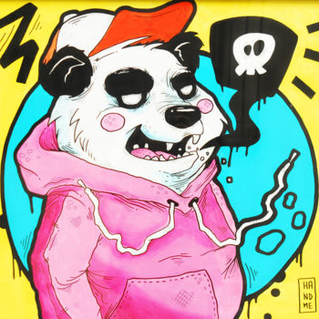Painting titled "Panda" by Hand Me, Original Artwork, Acrylic
