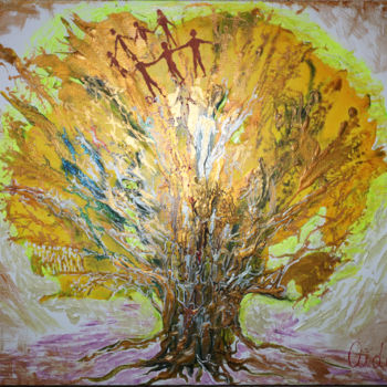 Картина под названием "Древо Жизни" - Аида Ханемайер, Подлинное произведение искусства, Масло