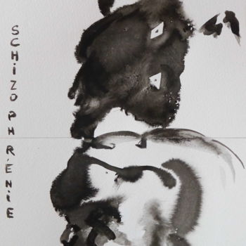 Dessin intitulée "Schizophrénie" par Hang Ribeir, Œuvre d'art originale, Encre