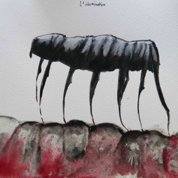 Drawing titled "L'abomination" by Hang Ribeir, Original Artwork, Ink