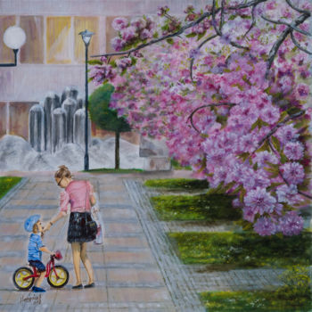 "Walking in Spring" başlıklı Tablo Štefan Hangácsi tarafından, Orijinal sanat, Petrol