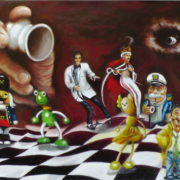 Painting titled "I´m playing chess w…" by Štefan Hangácsi, Original Artwork, Oil