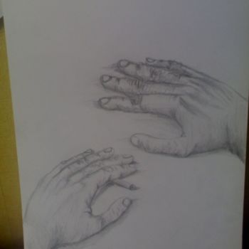 Drawing titled "Hands and pensil" by Grzywacz, Original Artwork
