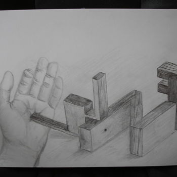 Drawing titled "Hand and word" by Grzywacz, Original Artwork