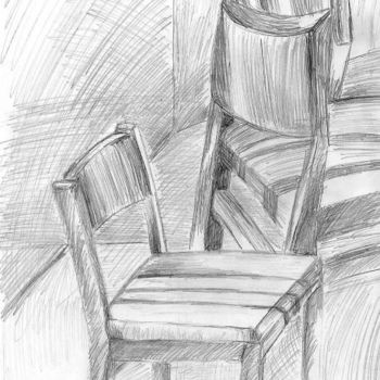 Dibujo titulada "Chairs next part" por Grzywacz, Obra de arte original