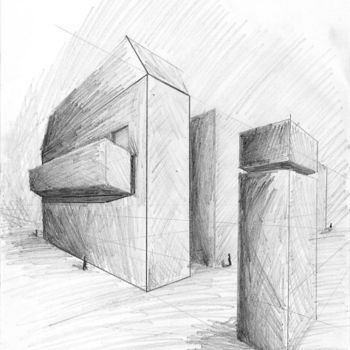 Drawing titled "Boxes" by Grzywacz, Original Artwork