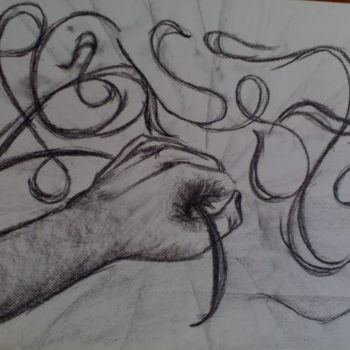 Drawing titled "hand and word 2" by Grzywacz, Original Artwork