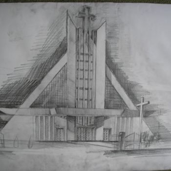 Drawing titled "Chirch in DG" by Grzywacz, Original Artwork