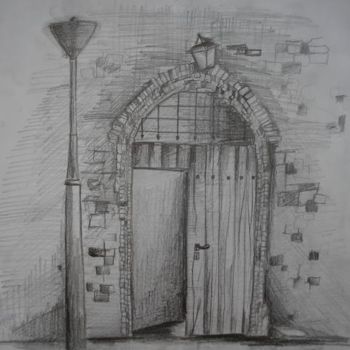 Disegno intitolato "Door in Castel" da Grzywacz, Opera d'arte originale