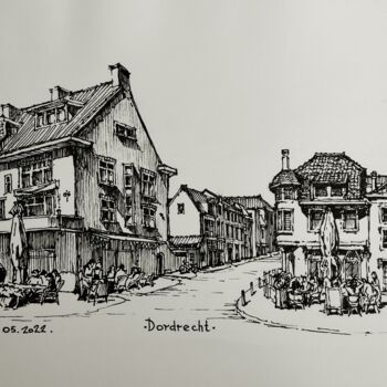图画 标题为“Dordrecht.” 由Hanna Chervonna, 原创艺术品, 标记