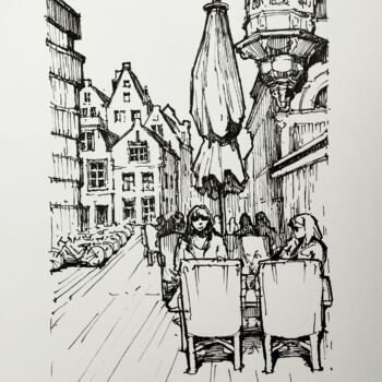Dibujo titulada "Amsterdam" por Hanna Chervonna, Obra de arte original, Rotulador