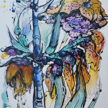 图画 标题为“Magic garden 1” 由Hanna Chervonna, 原创艺术品, 水彩