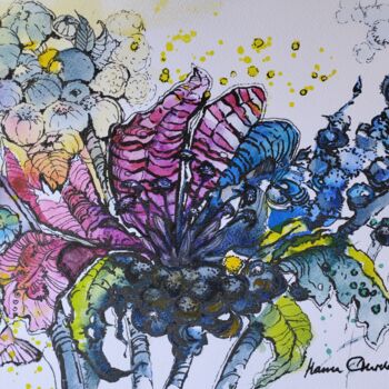 Desenho intitulada "Magic garden 2" por Hanna Chervonna, Obras de arte originais, Aquarela