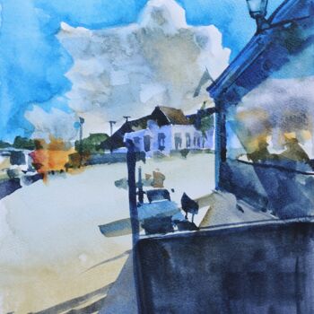 Dessin intitulée "Cloud over Barneveld" par Hanna Chervonna, Œuvre d'art originale, Aquarelle