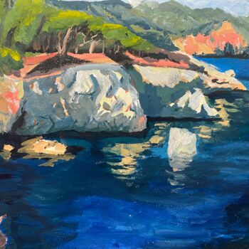 Painting titled "Crimean coast" by Hanna Kochet, Original Artwork, Gouache