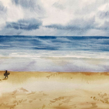Pintura titulada "Rainy Ocean" por Hanna Kopylova, Obra de arte original, Acuarela