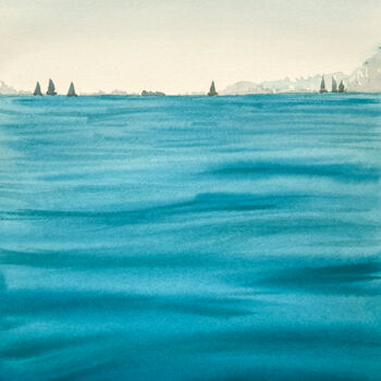 Peinture intitulée "Sea Bay" par Hanna Kopylova, Œuvre d'art originale, Aquarelle