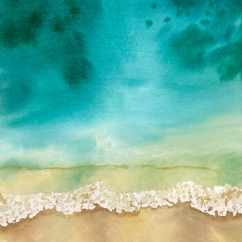 Peinture intitulée "Sea. View from abov…" par Hanna Kopylova, Œuvre d'art originale, Aquarelle