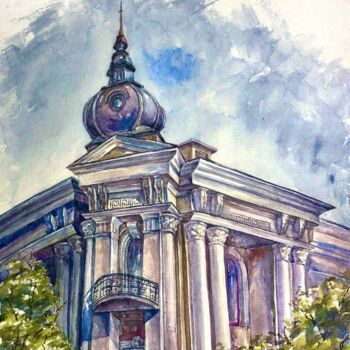 Painting titled "Architecture of Kyiv" by Hanna Potapenko, Original Artwork, Watercolor