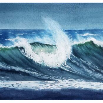 Pittura intitolato "Wave in dynamics" da Hanna Samoilenko, Opera d'arte originale, Acquarello