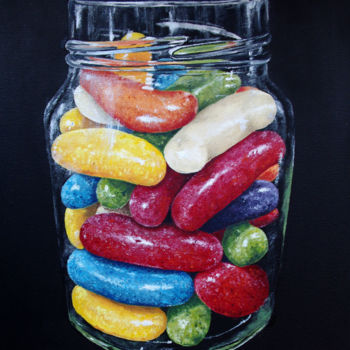 Painting titled "Jelly Beans, childh…" by Hanna Kaciniel, Original Artwork, Oil
