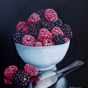 Painting titled "Summer Berries" by Hanna Kaciniel, Original Artwork, Oil