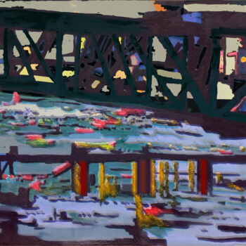 Arte digitale intitolato "Bridge in the Morni…" da Hannes Hofstetter, Opera d'arte originale, Pittura digitale
