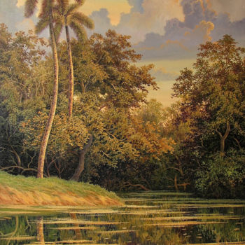 Malerei mit dem Titel "Orillas cercanas" von Hanoi Martinez León, Original-Kunstwerk, Öl