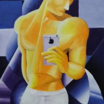 Painting titled "Selfie" by Hc. Frank, Original Artwork, Oil