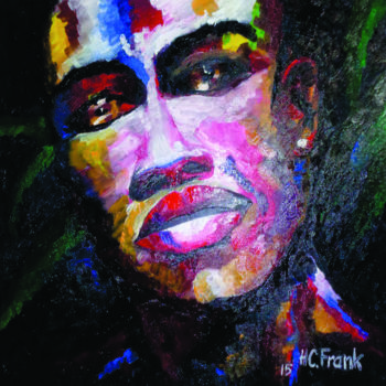 Pintura intitulada "Negão Retrato" por Hc. Frank, Obras de arte originais, Óleo