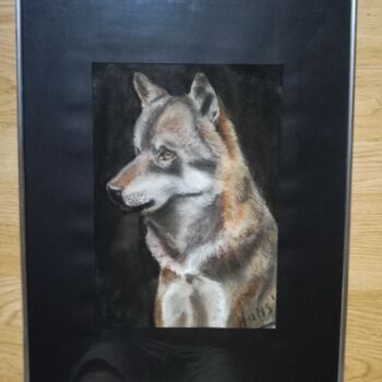 Drawing titled "Wolf" by Hans Dutch Artist, Original Artwork, Pastel