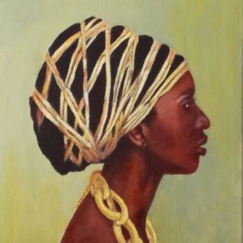 Painting titled "African woman" by Hans Dutch Artist, Original Artwork, Oil