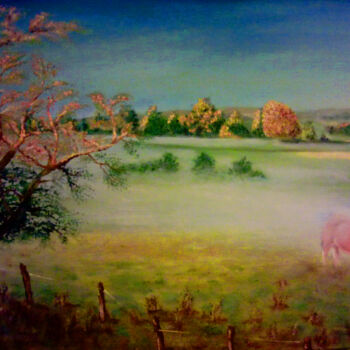 Pintura titulada "Morning mist in the…" por Hans Dutch Artist, Obra de arte original, Oleo