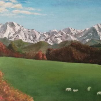 Schilderij getiteld "Pyrenean mountains…" door Hans Dutch Artist, Origineel Kunstwerk, Olie
