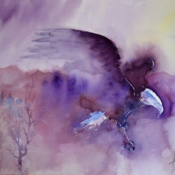 Malarstwo zatytułowany „El Condor pasa” autorstwa Hans-Peter Amherd, Oryginalna praca, Akwarela
