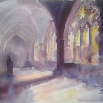 Painting titled "Klostergang" by Hans-Peter Amherd, Original Artwork, Watercolor