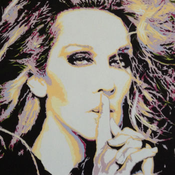 「Celine Dion」というタイトルの絵画 Hans Veltmanによって, オリジナルのアートワーク, オイル ウッドストレッチャーフレームにマウント