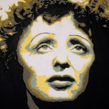 Painting titled "Édith Piaf" by Hans Veltman, Original Artwork, Oil Mounted on Wood Stretcher frame