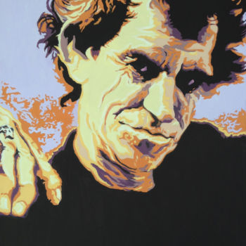 Malerei mit dem Titel "Keith Richards" von Hans Veltman, Original-Kunstwerk, Öl Auf Keilrahmen aus Holz montiert