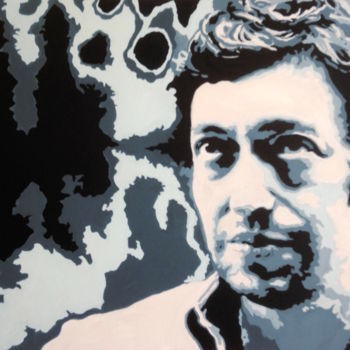 Painting titled "Serge Gainsbourg -…" by Hans Veltman, Original Artwork, Oil Mounted on Wood Stretcher frame