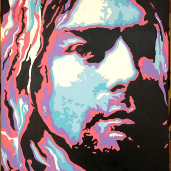 제목이 "Kurt Cobain"인 미술작품 Hans Veltman로, 원작, 기름 나무 들것 프레임에 장착됨