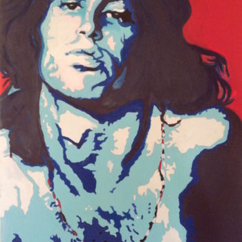 Pittura intitolato "Jim Morrison" da Hans Veltman, Opera d'arte originale, Olio Montato su Telaio per barella in legno