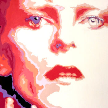 Painting titled "Bowie Popart" by Hans Veltman, Original Artwork, Oil Mounted on Wood Stretcher frame