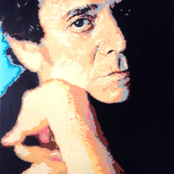 Painting titled "Lou Reed (Berlin)" by Hans Veltman, Original Artwork, Oil Mounted on Wood Stretcher frame