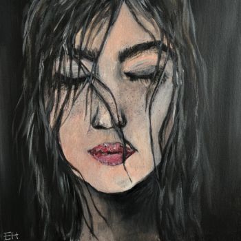 Painting titled "Close your eyes (po…" by Elina Hansen, Original Artwork, Acrylic