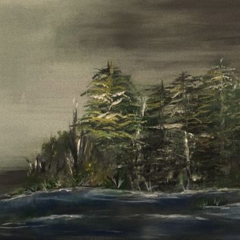Painting titled "Dark forest" by Elina Hansen, Original Artwork, Acrylic