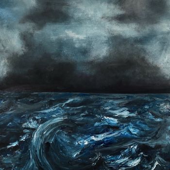 Schilderij getiteld "Wild sea" door Elina Hansen, Origineel Kunstwerk, Acryl
